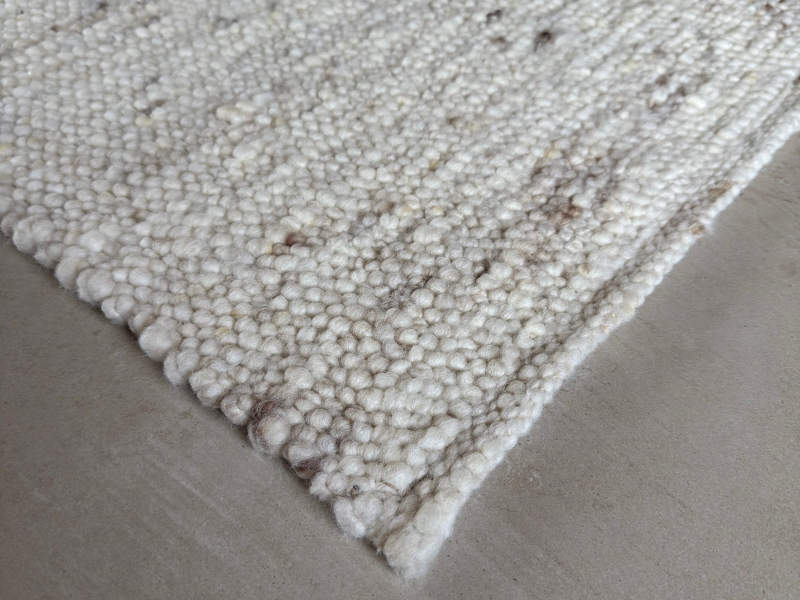 Schafwollteppich in Beige Braun hell (Karakulwolle)