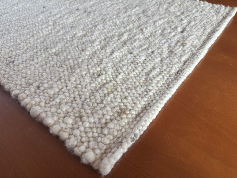 Schafwollteppich in Beige Braun hell (Karakulwolle)