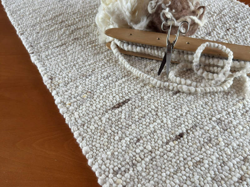 Schafwollteppich in Beige Braun hell (Karakulwolle)