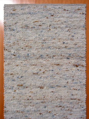 Schafwollteppich Design Nr. 167 natur, blau, hellbraun